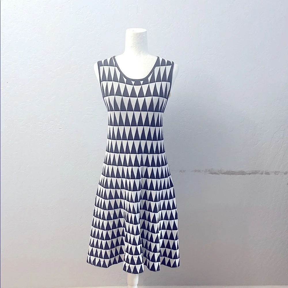 Kling Black and White Geometric Midi Dress